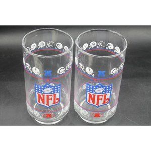 Set Of 2 Mobil Gas NFL Football Teams Drinking Glasses